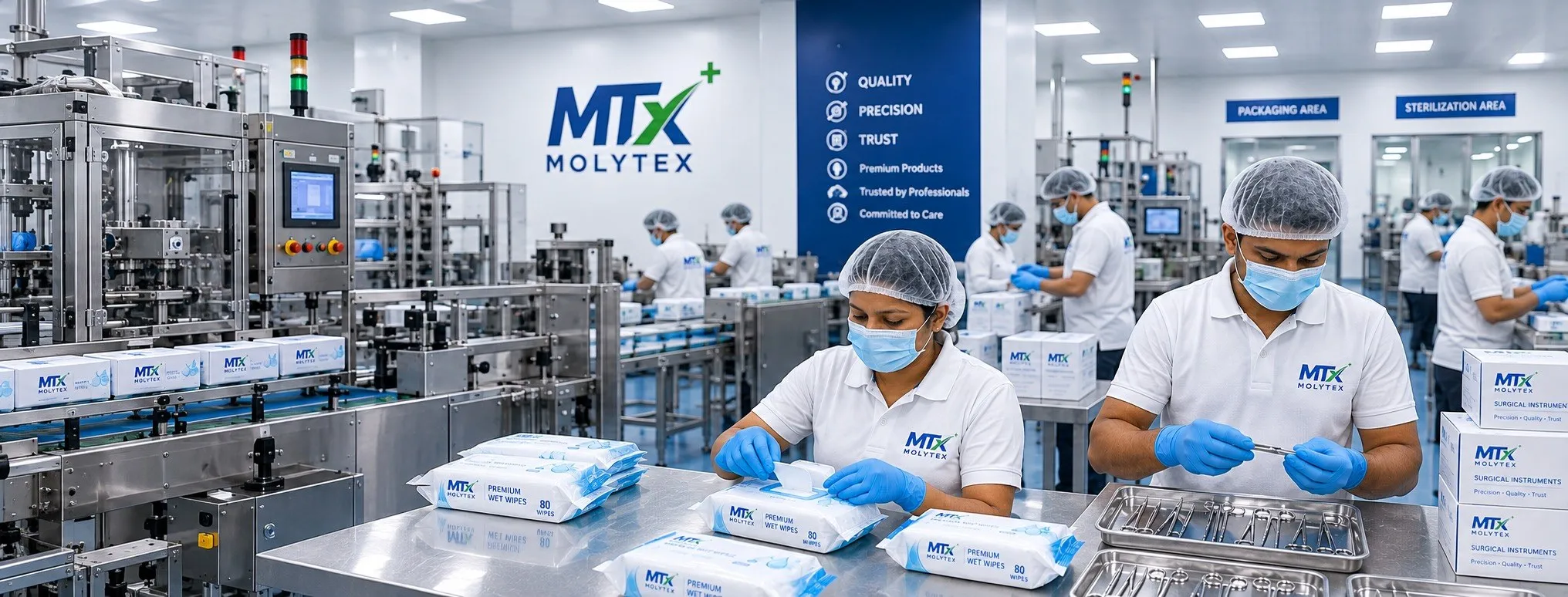 Molytex team at work in a clean production facility